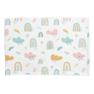 Fun Rainbow & Rain Cloud Pattern Pillow Case