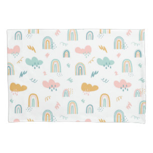 Fun Rainbow & Rain Cloud Pattern Pillow Case