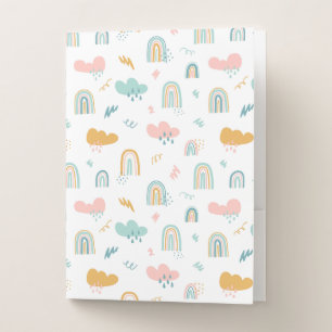 Fun Rainbow & Rain Cloud Pattern Pocket Folder