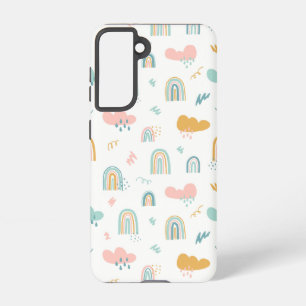 Fun Rainbow & Rain Cloud Pattern Samsung Galaxy S21 Case