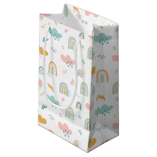Fun Rainbow & Rain Cloud Pattern Small Gift Bag