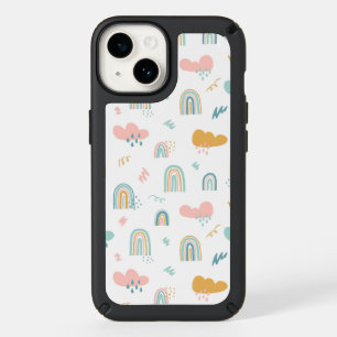 Fun Rainbow & Rain Cloud Pattern Speck iPhone 14 Case