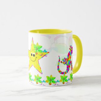 Fun Rainbow Salamander Mug with Star