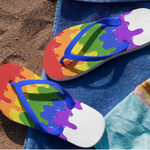 Fun Rainbow slime Paint Drips Flip Flops