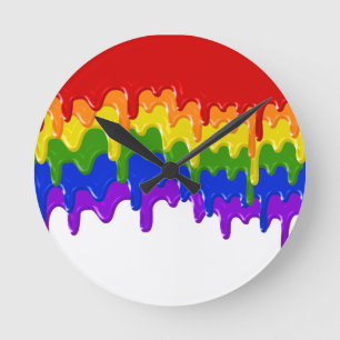Fun Rainbow slime Paint Drips Round Clock