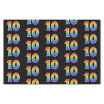 [ Thumbnail: Fun Rainbow Spectrum Pattern "10" Event Number Tissue Paper ]