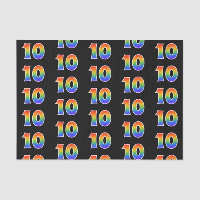 Fun Rainbow Spectrum Pattern "10" Event Number Tissue Paper (Front)