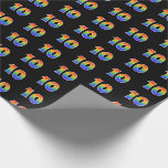 [ Thumbnail: Fun Rainbow Spectrum Pattern "10" Event Number Wrapping Paper ]