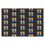 [ Thumbnail: Fun Rainbow Spectrum Pattern "11" Event Number Tissue Paper ]