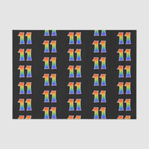Fun Rainbow Spectrum Pattern "11" Event Number Tissue Paper