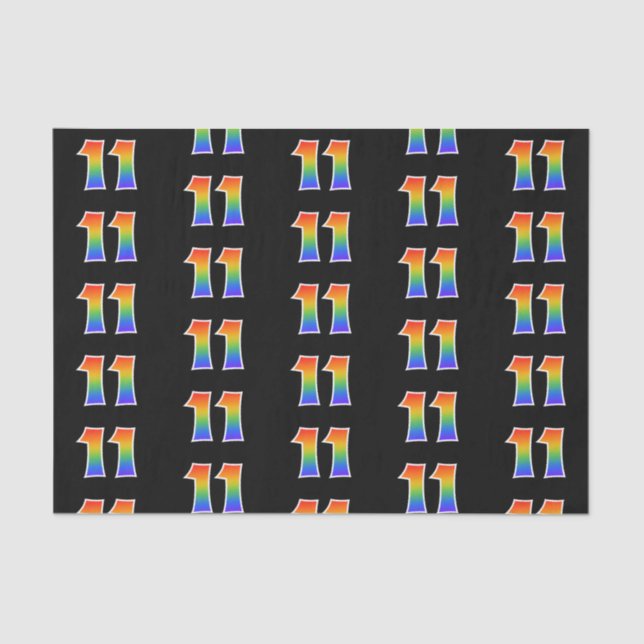 Fun Rainbow Spectrum Pattern "11" Event Number Tissue Paper (Front)