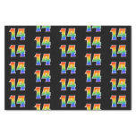 [ Thumbnail: Fun Rainbow Spectrum Pattern "14" Event Number Tissue Paper ]