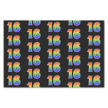 [ Thumbnail: Fun Rainbow Spectrum Pattern "16" Event Number Tissue Paper ]