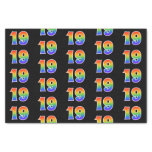 [ Thumbnail: Fun Rainbow Spectrum Pattern "19" Event Number Tissue Paper ]