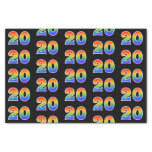 [ Thumbnail: Fun Rainbow Spectrum Pattern "20" Event Number Tissue Paper ]