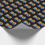 [ Thumbnail: Fun Rainbow Spectrum Pattern "20" Event Number Wrapping Paper ]