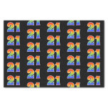 [ Thumbnail: Fun Rainbow Spectrum Pattern "21" Event Number Tissue Paper ]