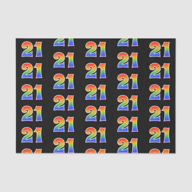 Fun Rainbow Spectrum Pattern "21" Event Number Tissue Paper (Front)
