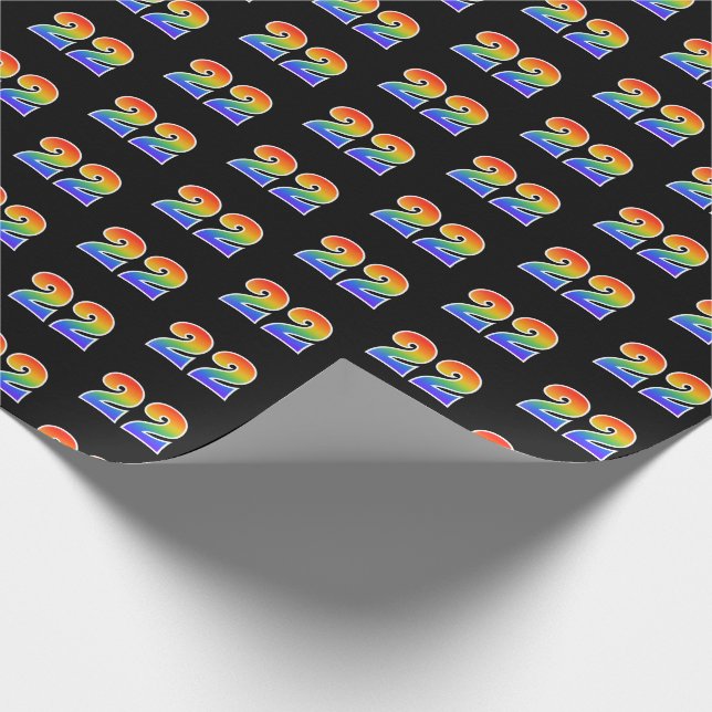 Fun Rainbow Spectrum Pattern "22" Event Number Wrapping Paper (Corner)