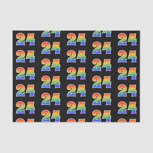 Fun Rainbow Spectrum Pattern "24" Event Number Tissue Paper (Front)