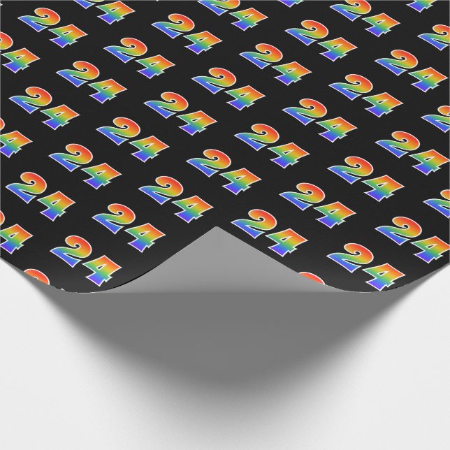 Fun Rainbow Spectrum Pattern "24" Event Number Wrapping Paper (Corner)
