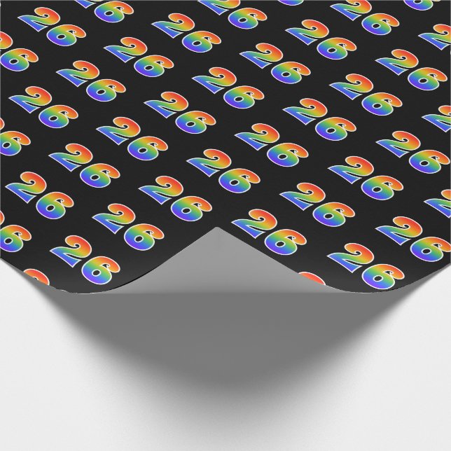 Fun Rainbow Spectrum Pattern "26" Event Number Wrapping Paper (Corner)