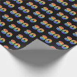 [ Thumbnail: Fun Rainbow Spectrum Pattern "30" Event Number Wrapping Paper ]