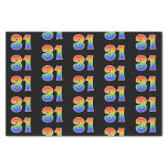 [ Thumbnail: Fun Rainbow Spectrum Pattern "31" Event Number Tissue Paper ]