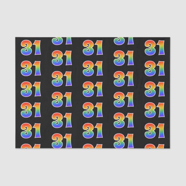 Fun Rainbow Spectrum Pattern "31" Event Number Tissue Paper (Front)