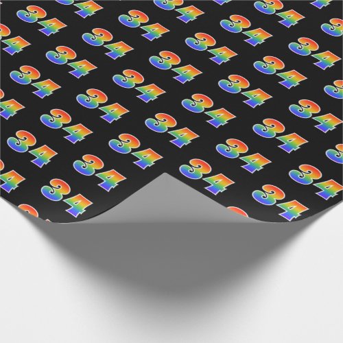 Fun Rainbow Spectrum Pattern 34 Event Number Wrapping Paper