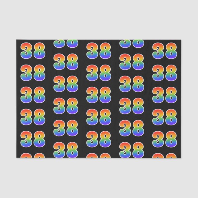 Fun Rainbow Spectrum Pattern "38" Event Number Tissue Paper (Front)