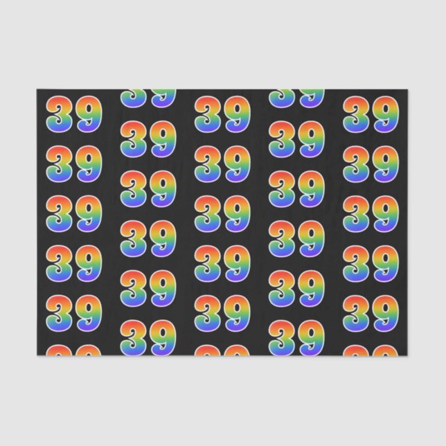 Fun Rainbow Spectrum Pattern "39" Event Number Tissue Paper (Front)
