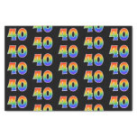 [ Thumbnail: Fun Rainbow Spectrum Pattern "40" Event Number Tissue Paper ]