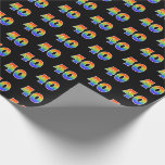 [ Thumbnail: Fun Rainbow Spectrum Pattern "40" Event Number Wrapping Paper ]