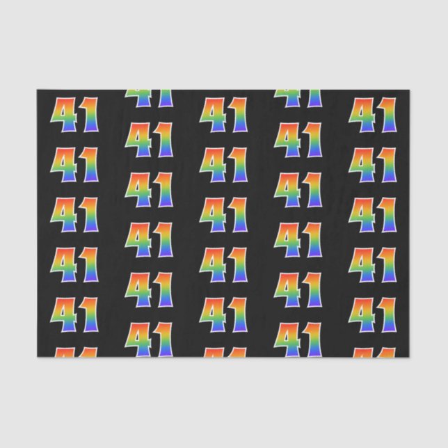 Fun Rainbow Spectrum Pattern "41" Event Number Tissue Paper (Front)