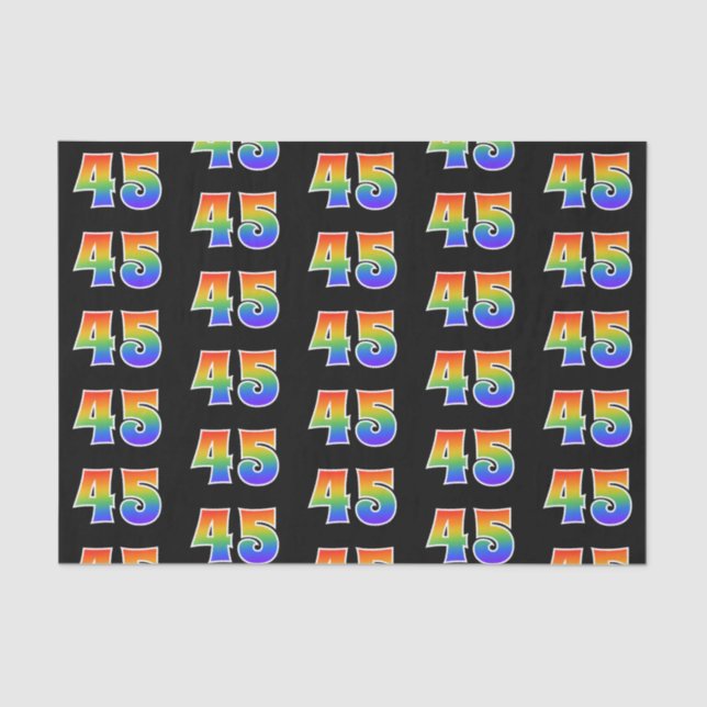 Fun Rainbow Spectrum Pattern "45" Event Number Tissue Paper (Front)