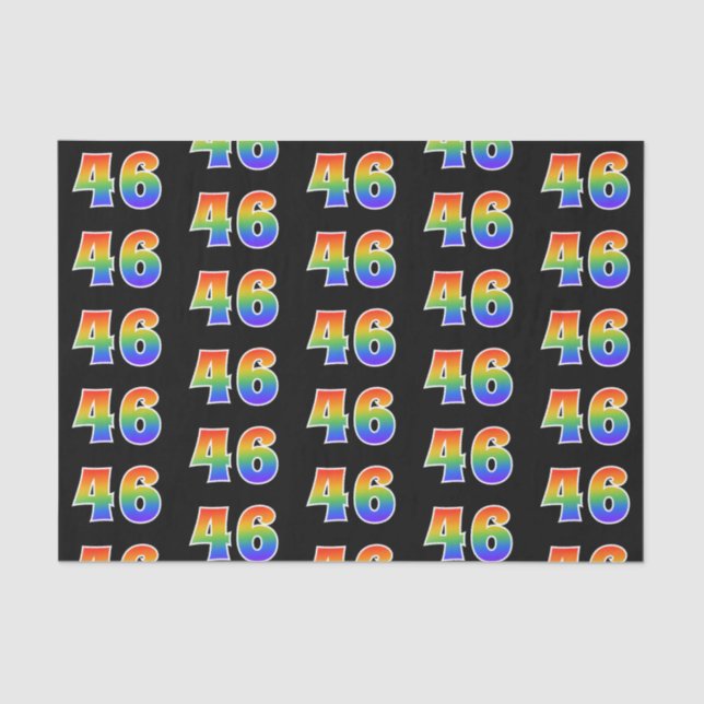 Fun Rainbow Spectrum Pattern "46" Event Number Tissue Paper (Front)