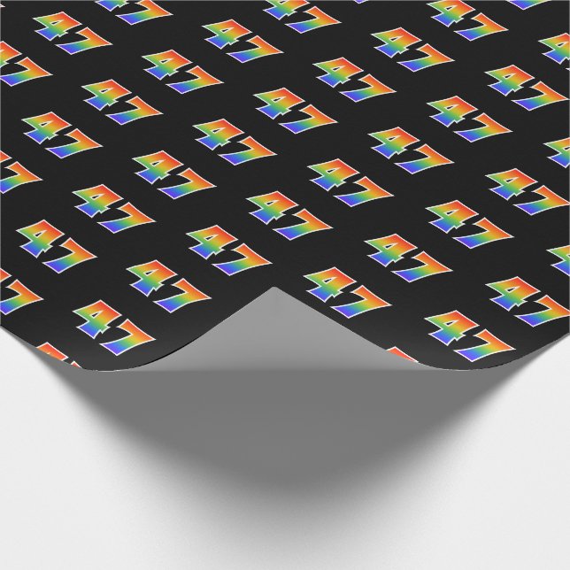 Fun Rainbow Spectrum Pattern "47" Event Number Wrapping Paper (Corner)