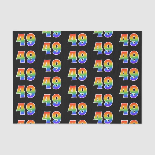 Fun Rainbow Spectrum Pattern "49" Event Number Tissue Paper (Front)