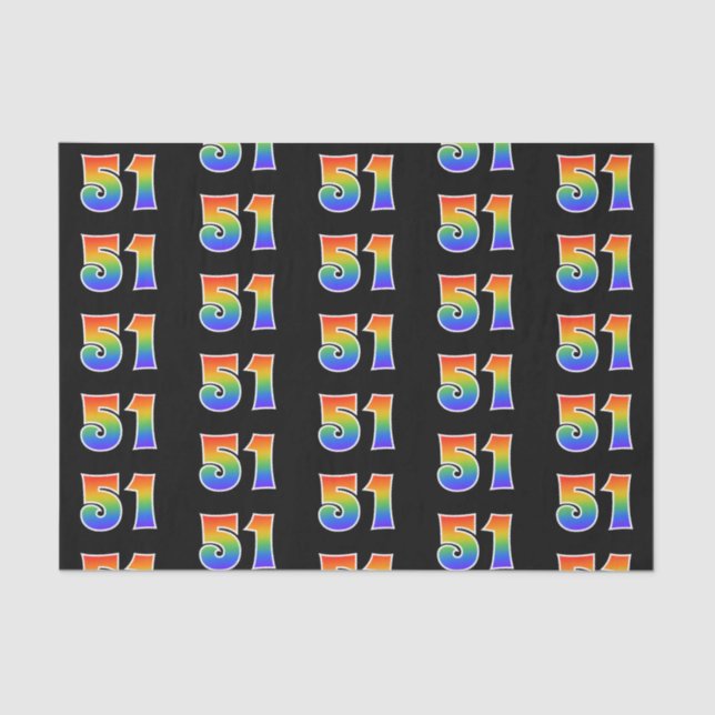 Fun Rainbow Spectrum Pattern "51" Event Number Tissue Paper (Front)