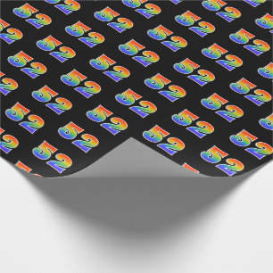 Fun Rainbow Spectrum Pattern "52" Event Number Wrapping Paper