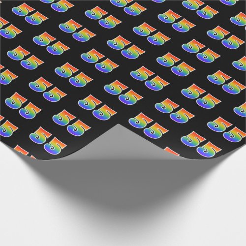 Fun Rainbow Spectrum Pattern 55 Event Number Wrapping Paper