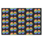 [ Thumbnail: Fun Rainbow Spectrum Pattern "60" Event Number Tissue Paper ]