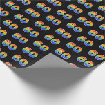 [ Thumbnail: Fun Rainbow Spectrum Pattern "60" Event Number Wrapping Paper ]