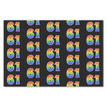[ Thumbnail: Fun Rainbow Spectrum Pattern "61" Event Number Tissue Paper ]