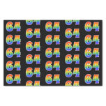 [ Thumbnail: Fun Rainbow Spectrum Pattern "64" Event Number Tissue Paper ]