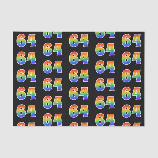 Fun Rainbow Spectrum Pattern "64" Event Number Tissue Paper (Front)