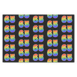 [ Thumbnail: Fun Rainbow Spectrum Pattern "65" Event Number Tissue Paper ]