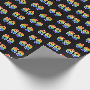 Fun Rainbow Spectrum Pattern "69" Event Number Wrapping Paper