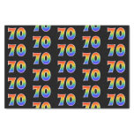 [ Thumbnail: Fun Rainbow Spectrum Pattern "70" Event Number Tissue Paper ]